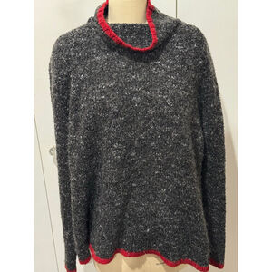 Women's Venezia Jeans Gray & Red marled mock neck Cowl Neck Sweater Plus Size 22